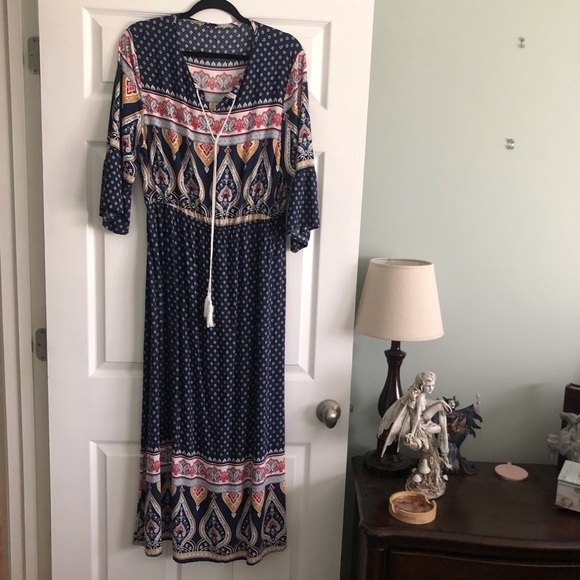 Shein navy boho maxi dress in size 2xl - Picture 1 of 6